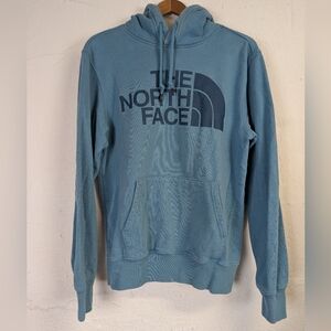 The North Face Hoodie Sweatshirt Mens Small Blue Big Logo Cozy Warm Gorpcore